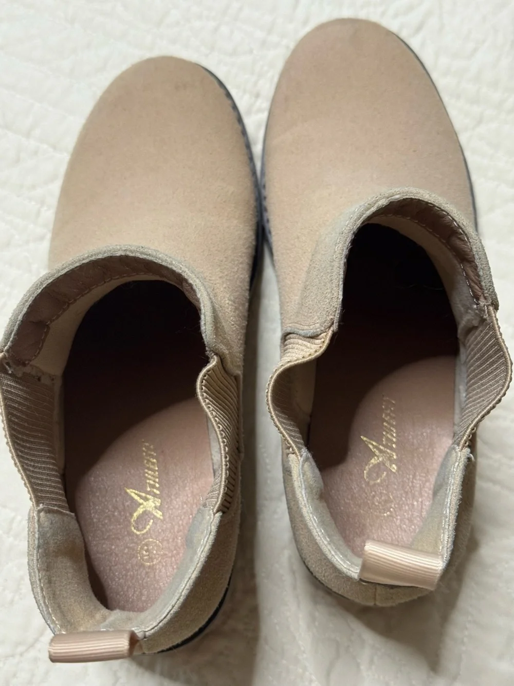 Chunky Tan Chelsea Wedge Ankle Boots